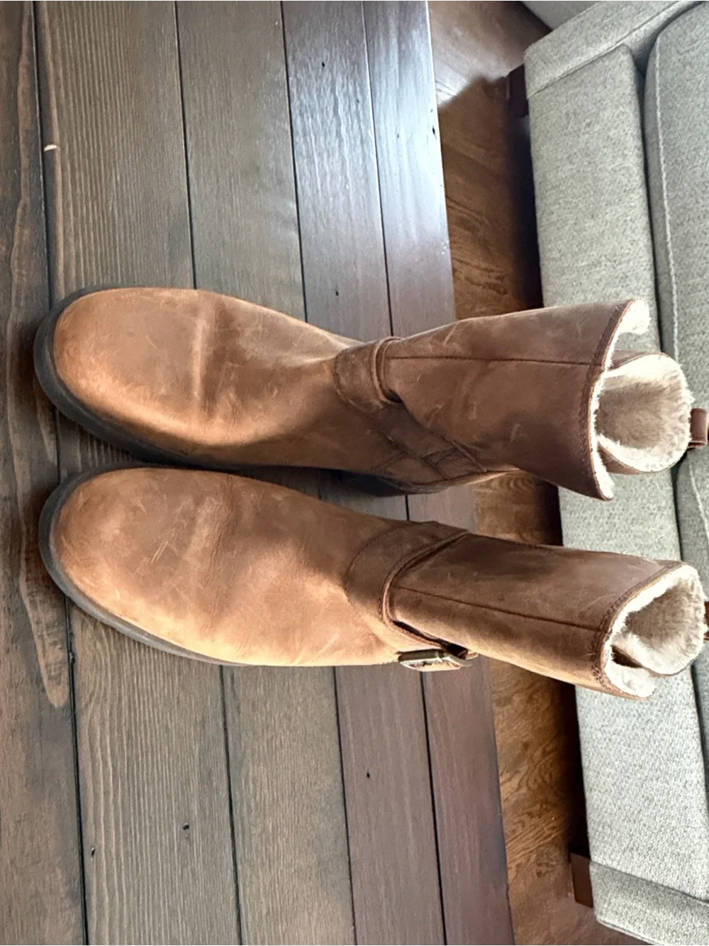 Timberland Brown Suede Shearling Ankle Booties